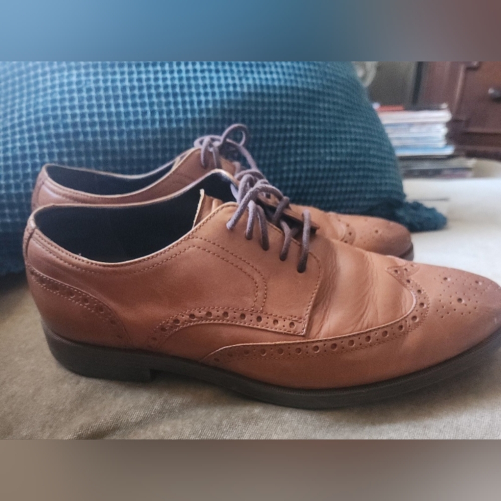COLE HAAN LEATHER SHOES WING TIP BROWN 8M